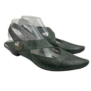 Fidji Mary Jane Low Heel Womens 40 Gray Leather Comfort Hook & Loop Quiet Luxury